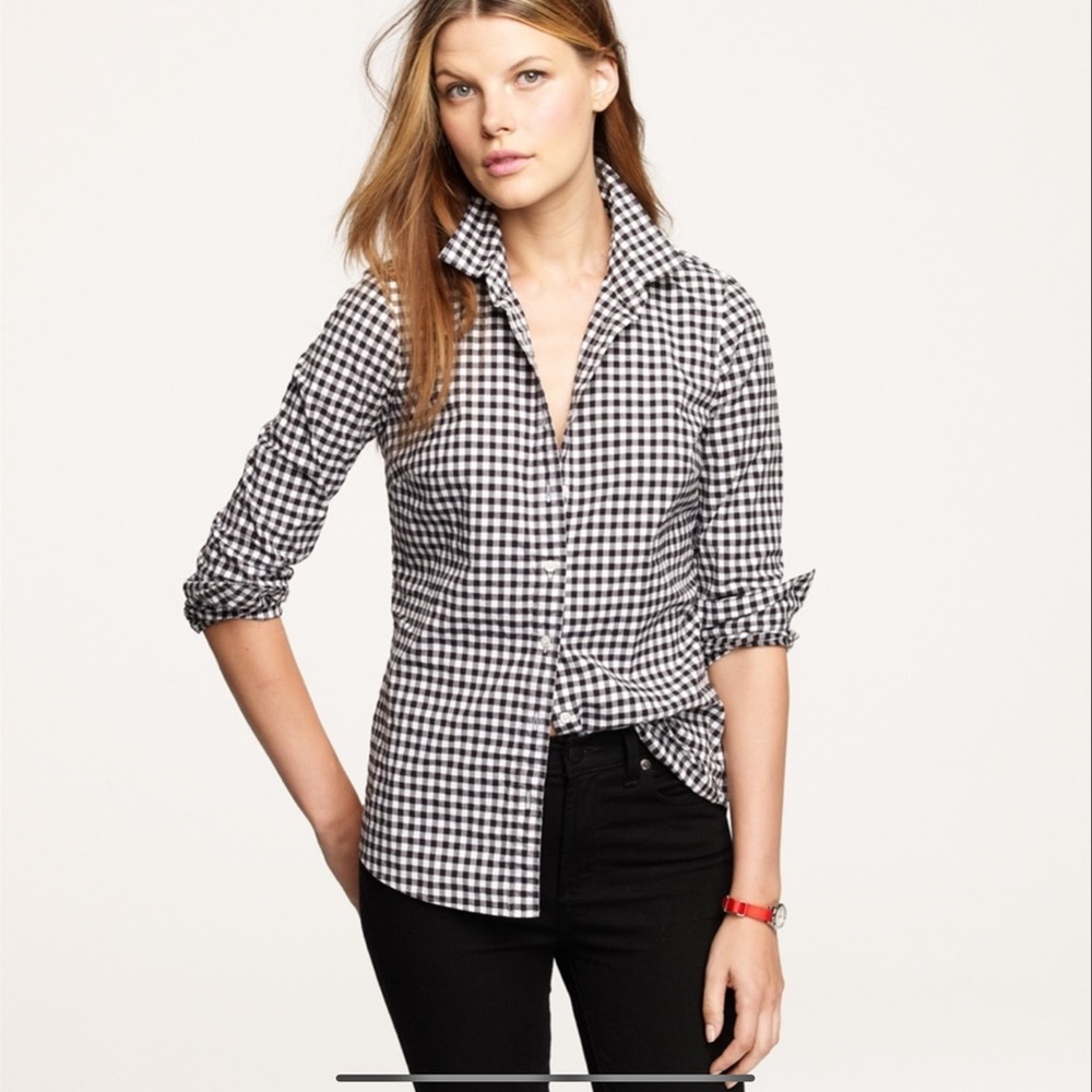 J. Crew Perfect Shirt Black and White Gingham